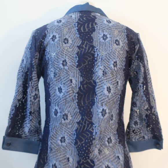 Womens Anne Fontaine Blue Navy Lace Blouse Top 36 US (0-2) - Picture 9 of 13